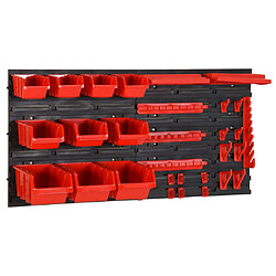 vidaXL Ensemble d'étagères d'atelier 35 pcs Rouge et noir 77x39 cm PP