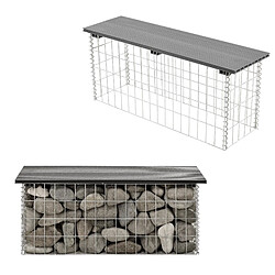 Helloshop26 Banc de jardin gabion 100 x 30 x 5 cm gris 03_0006440