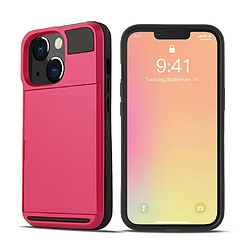 Coque en TPU anti-rayures avec porte-cartes coulissant rose pour votre Apple iPhone 13 Pro 6.1 pouces