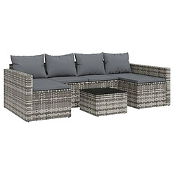 vidaXL Salon de jardin 2 pcs avec coussins Gris Résine tressée