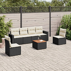 vidaXL Salon de jardin 7 pcs avec coussins noir résine tressée