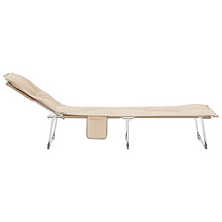 Avis vidaXL Chaise longue pliable beige tissu