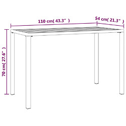 vidaXL Table à manger de jardin anthracite 110x54x70 cm acier pas cher