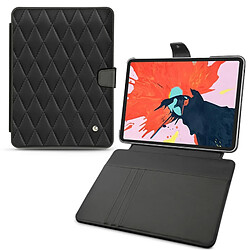 Housse cuir Apple iPad Pro 12.9' (2018) - Rabat portefeuille - Noir - Couture ( Nappa - Black ) - NOREVE