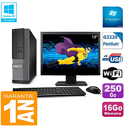 PC DELL 3020 SFF Ecran 19" Intel G3220 Ram 16Go Disque 250 Go Wifi W7 - Occasion