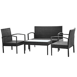 Avis vidaXL Salon de jardin 4 pcs avec coussins Résine tressée Noir