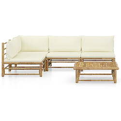 Maison Chic Salon de jardin 5 pcs + coussins - Mobilier/Meubles de jardin - Table et chaises d'extérieur blanc crème Bambou -MN72221