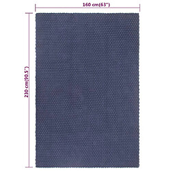 vidaXL Tapis rectangulaire Bleu marine 160x230 cm Coton pas cher