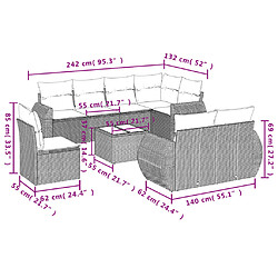 Acheter vidaXL Salon de jardin 8 pcs avec coussins marron résine tressée