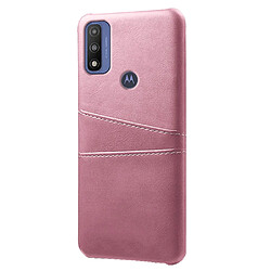 Coque en TPU + PU avec porte-cartes or rose pour votre Motorola G Pure