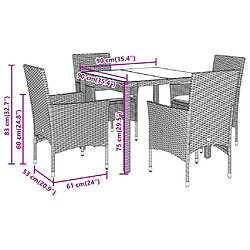 vidaXL Ensemble à manger de jardin et coussins 5pcs beige rotin acacia pas cher