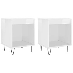 Maison Chic Lot de 2 Tables de chevet,Table de nuit,Table d'appoint pour salon blanc brillant 40x35x50 cm -MN50762