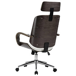 Helloshop26 Chaise fauteuil siège de bureau informatique étude avec appuie-tête similicuir et bois blanc 02_0023983 pas cher