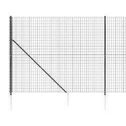 Avis vidaXL Clôture en treillis métallique et ancrage anthracite 1,6x10 m