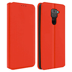 Avizar Housse Xiaomi Redmi Note 9 Étui Folio Portefeuille Fonction Support rouge