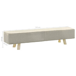 vidaXL Repose-pied Crème 120x28x26 cm Tissu pas cher