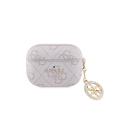 Guess Maroquinerie Guess Coque pour Airpods Pro 4G Script avec Charm Scintillant Ornée de Strass Rose antique