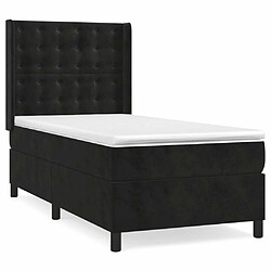 Maison Chic Lit adulte- Lit + matelas,Sommier à lattes de lit avec matelas Noir 90x200 cm Velours -GKD52573