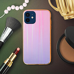 Avis Avizar Coque iPhone 12 Mini Holographique Arc en Ciel Rigide Collection Aurora Rose