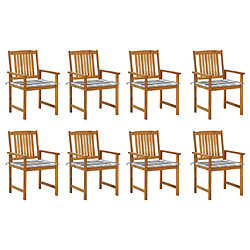 vidaXL Chaises de jardin avec coussins lot de 8 Bois d'acacia solide