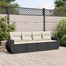 Maison Chic Salon de jardin 4 pcs avec coussins | Ensemble de Table et chaises | Mobilier d'Extérieur noir résine tressée -GKD84177