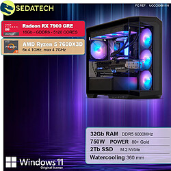 Sedatech PC Gamer Pro Large Vision • AMD Ryzen 5 7600X3D • RX 7900 GRE • 32Go DDR5 • 2To SSD M.2 • Windows 11