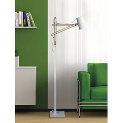 Luminaire Center Lampadaire Looker 1 Ampoule E27 , blanc mat/hêtre