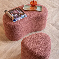 LEITMOTIV Pouf en tissu bouclette Ada Organic rose pâle.