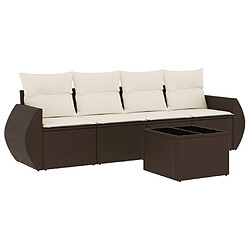 vidaXL Salon de jardin avec coussins 5 pcs marron résine tressée