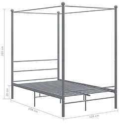 vidaXL Cadre de lit à baldaquin sans matelas gris métal 120x200 cm pas cher