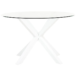 Beliani Table de jardin ronde d 120 cm avec plateau en verre blanc MALETTO