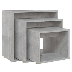 vidaXL Tables gigognes 3 pcs Gris béton Aggloméré