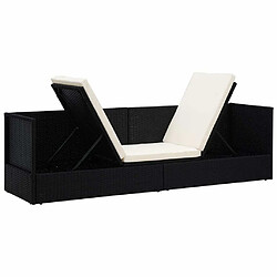 Avis Helloshop26 Lit de jardin chaise longue transat avec coussin et oreillers résine tressée noir 02_0012001