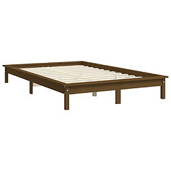 Avis vidaXL Cadre de lit sans matelas marron miel 140x190 cm bois massif