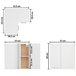 vidaXL Armoire d'angle suspendue Blanc 57x57x60 cm Bois pas cher