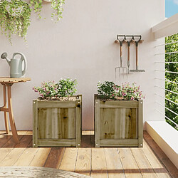 Avis Maison Chic Lot de 2 Jardinières,Bac à fleurs - pot de fleur bois de pin imprégné -GKD35704