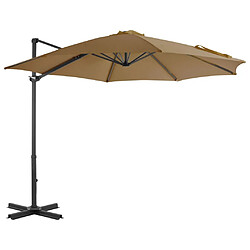 vidaXL Parasol de jardin en porte-à-faux et poteau en aluminium taupe