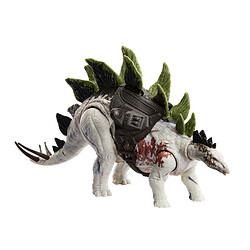 Mattel Dinosaure Articulé Stegosaurus Géant Jurassic World avec Dispositif de Traçage Blanc