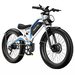 Vélo électrique DUOTTS N26, moteurs 750 W * 2, vitesse maximale de 55 km/h, pneus gonflables 26 * 4,0', batterie Samsung 48 V 20 Ah - Blanc