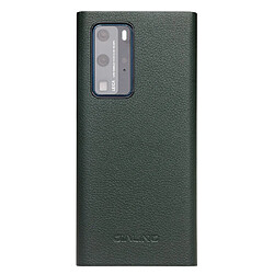 Coque en cuir véritable fonction veille/sommeil automatique vert pour votre Huawei P40