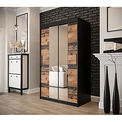 Abiks Meble Armoire Old St T1 à portes coulissantes 200/120/62 2 portes (noir/marron)