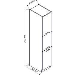 Pegane Meuble bas de cuisine avec 3 portes coloris blanc- longueur 40 x profondeur 56 x hauteur 213 cm