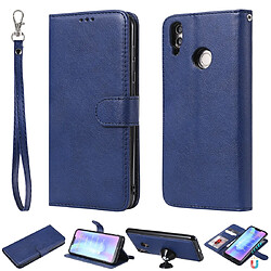 Wewoo Housse Coque Pour Huawei Honor 8C Étui de protection à rabat horizontal de couleur unie avec support et fentes cartes et portefeuille et cadre photo et lanière bleu