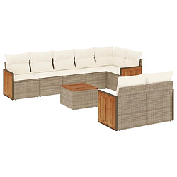 Maison Chic Salon de jardin avec coussins 9 pcs | Ensemble de Table et chaises | Mobilier d'Extérieur beige résine tressée -GKD35421