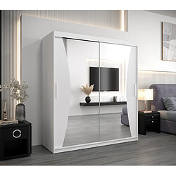 Abiks Meble Armoire MONACO À Portes Coulissantes 200/180/62 2 Portes (Blanc/Blanc)