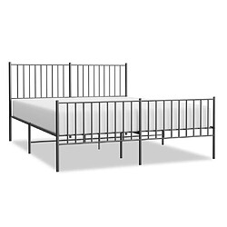 Maison Chic Lit adulte - Lit simple Cadre de lit métal avec tête de lit/pied de lit,Structure du lit Contemporain pour chambre noir 150x200 cm -MN14666