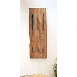 Pegane Garderobe murale, patère murale en bois coloris naturel et métal noir -longueur 36 x profondeur 12 x hauteur 100 cm