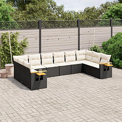 vidaXL Salon de jardin 10 pcs avec coussins noir résine tressée