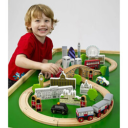 Bigjigs Toys Jeu en bois - Ensemble de train de la ville de Londres