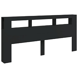 Avis Maison Chic Tête de lit scandinave à LED,meuble de chambre noir 220x18,5x103,5 cm bois d'ingénierie -MN45162